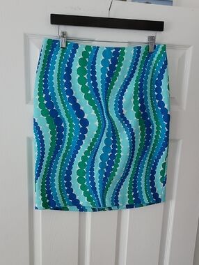 Talbots Turquoise & Teal Print Skirt
